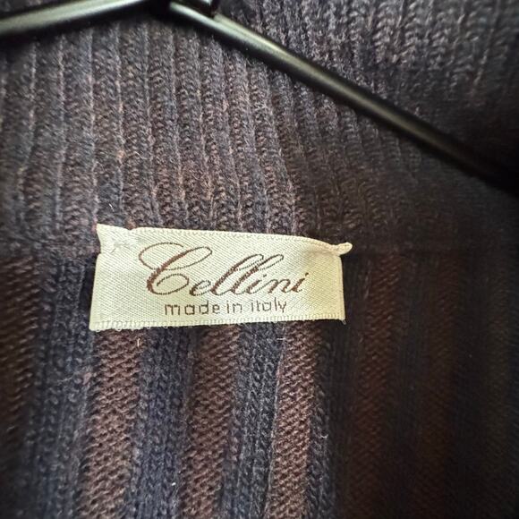 Cellini Uomo Blue Brown Wool Button Cardigan Sweater Mens XL GPA Core Warm - Picture 4 of 6